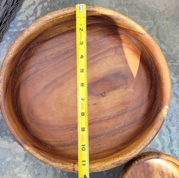 Vintage wooden bowl set with 1 large and 1 small - Picture 3 of 10
